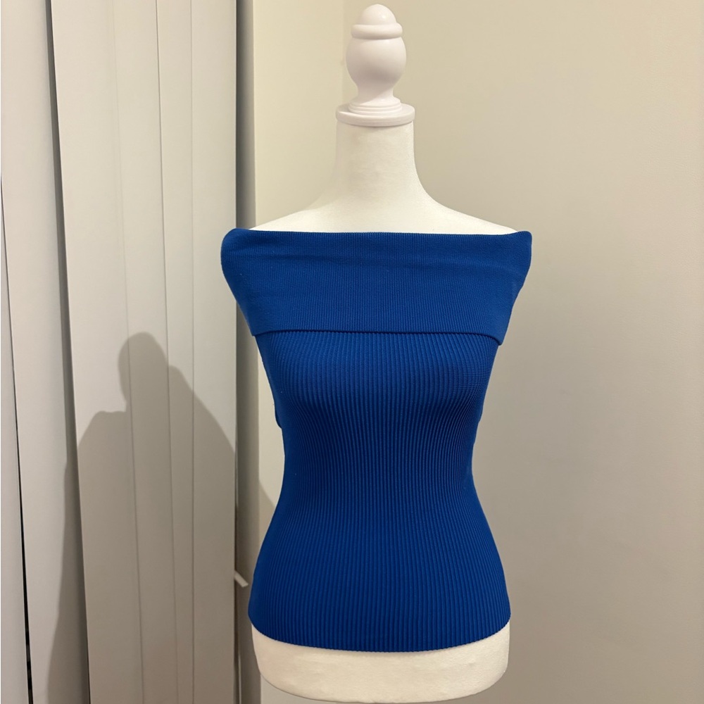 Babaton Sculpt Knit Top in Vibrant Blue